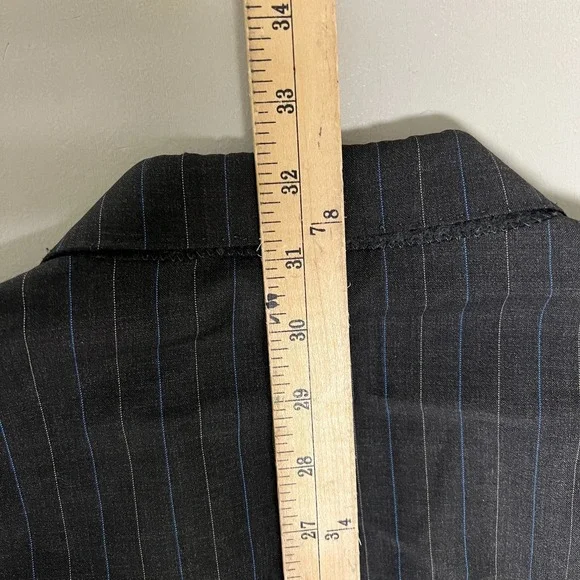 Luciano‎ Barbera Suit Jacket Mens 44R Blazer Dark Gray Striped Wool Italy - Picture 13 of 13